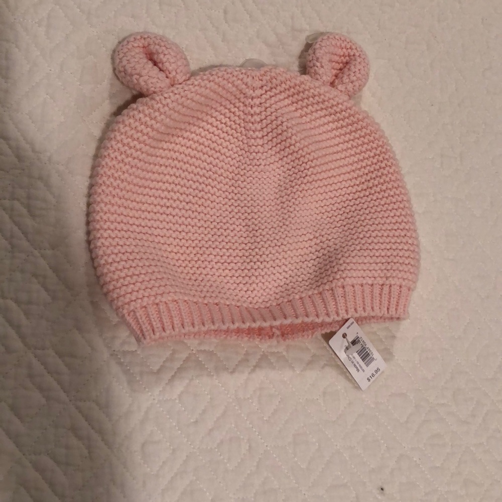 NWT GAP 6-12 bear hat pink